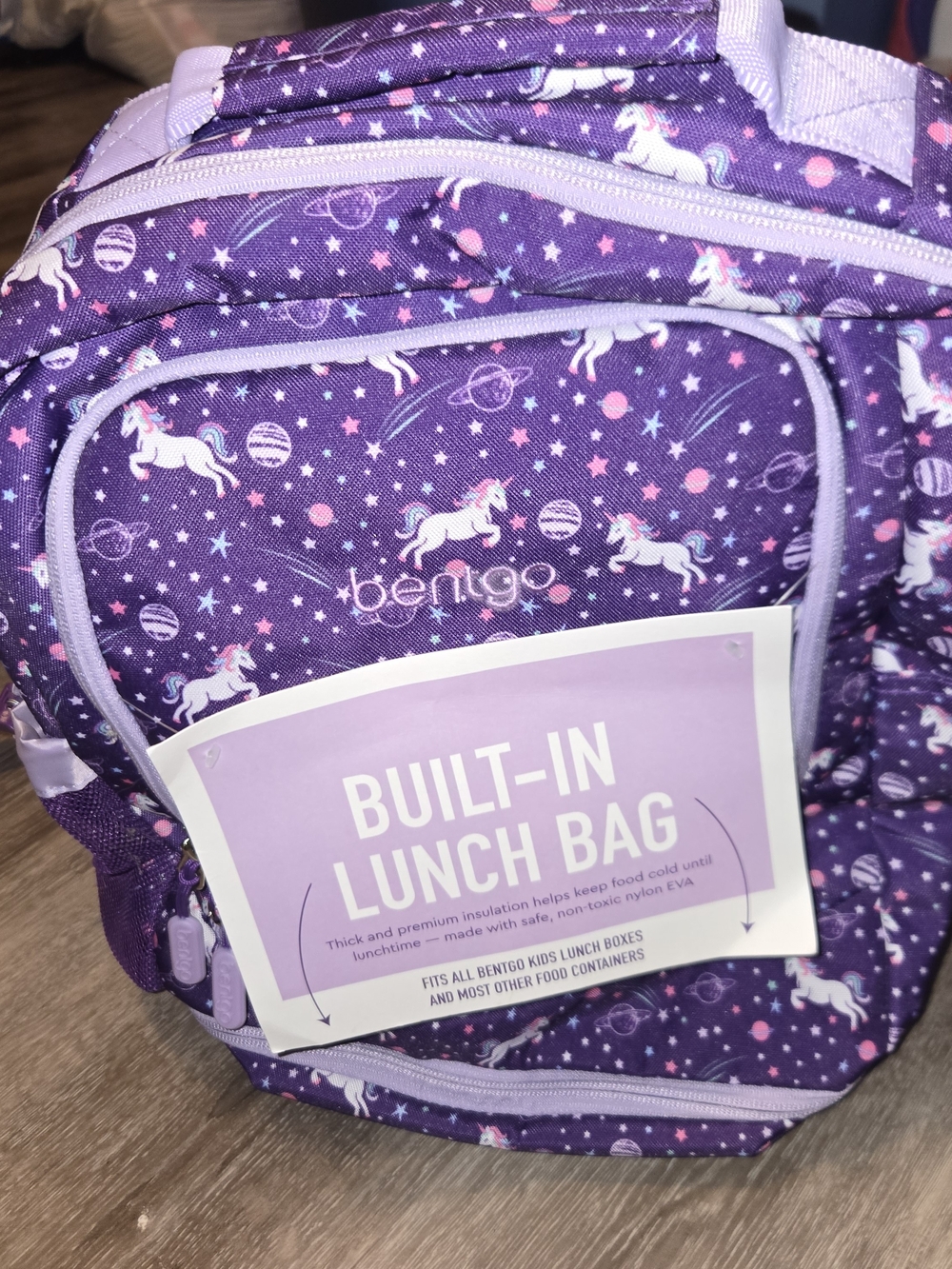 Bentgo Kids Purple Unicorn Backpack with Built-In Lunch Bag